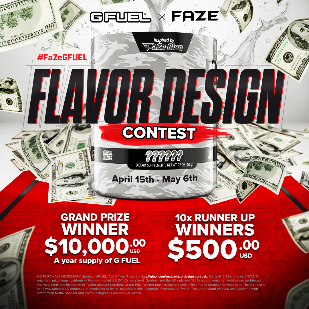 GFuelEnergy's tweet photo. ❤️ "RT + Tag your favorite @FaZeClan member" to win a Tub of Sour Fazeberry #GFUEL! Picking 2 winners at the end of the day because we #FaZeUp on Fridays!

Also, enter our Tub design contest if ur tryna win $10,000!!! 😤 📈 https://t.co/HoByd9weLC