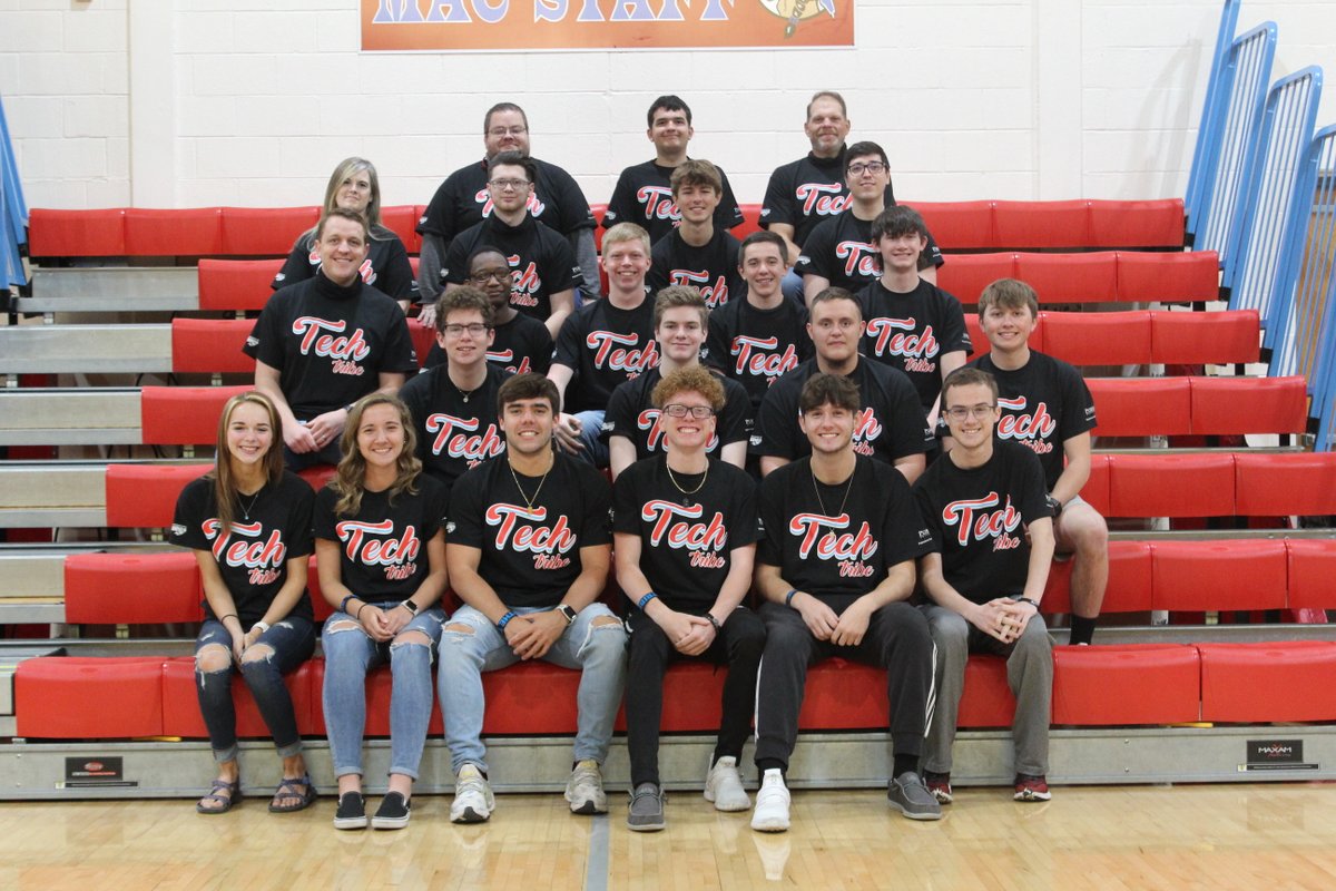 mactechtribe's tweet photo. It is that time of year again!  End-of-year Tech Tribe photos!  Leading these students is one of the best parts of my job.  #bravepride Shoutout to @PurdueKokomo for purchasing our shirts! #boilerup https://t.co/Wg40uiQ9Uy