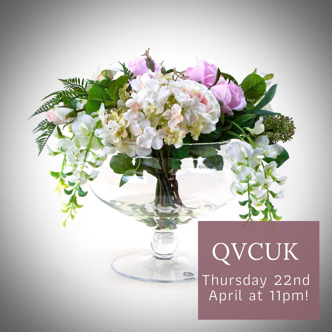 peonyjuliebates's tweet image. How exciting to start the weekend with a QVCUK show only days away! This stunning arrangement, shown here in romantic pink, is part of our new collection airing live next Thursday 22nd April at 11pm! So many blooms, so many unique vessels, all SO beautiful! #peonyfauxflower