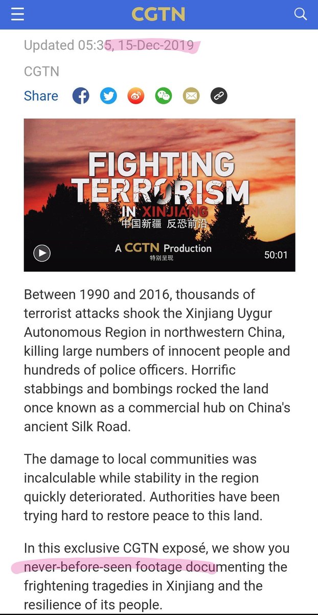 The Chinese state, on the contrary, didn't release the footage of these attacks until 5 years after they happened. Instead, news and outrage both were suppressed. Why would they skip such opportunity to dehumanize a Muslim population "they don't like"?  https://news.cgtn.com/news/2019-12-05/Fighting-terrorism-in-Xinjiang-MaNLLDtnfq/index.html