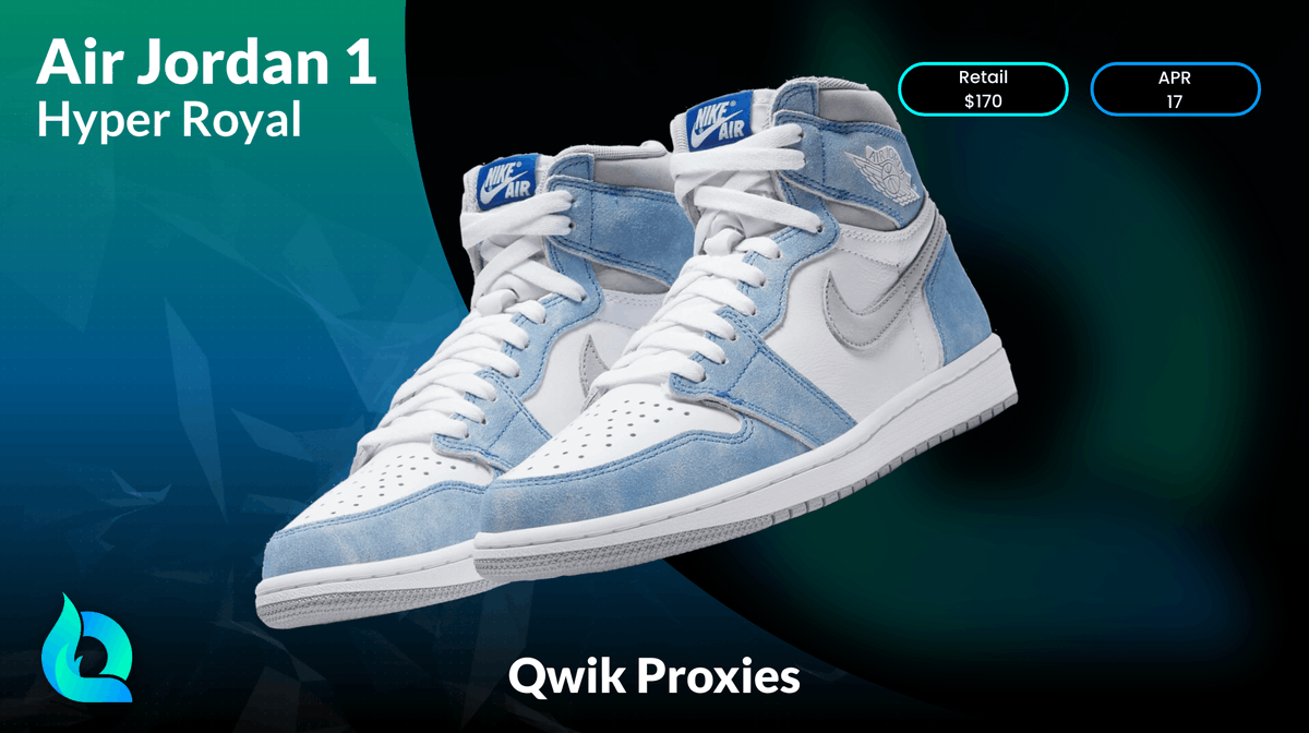 Air Jordan 1 "Hyper Royal" drops tomorrow on SNKRS &amp; select retailers! 👀

Our proxies are proven to be consistent, reliable &amp; fast everyday! 👨‍🍳
discord.gg/T3BdW9hzJ6

Shop now &amp; use the discount code "Hyper" for 10% off all resis! 🥳

Like + open DMs for a surprise! 🎁