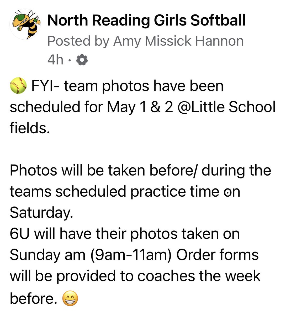 HornetsSBGames's tweet photo. Mark your calendar, NRGS photo days May 1 &amp; 2 specific team day/time TBD https://t.co/VEWLV6p031