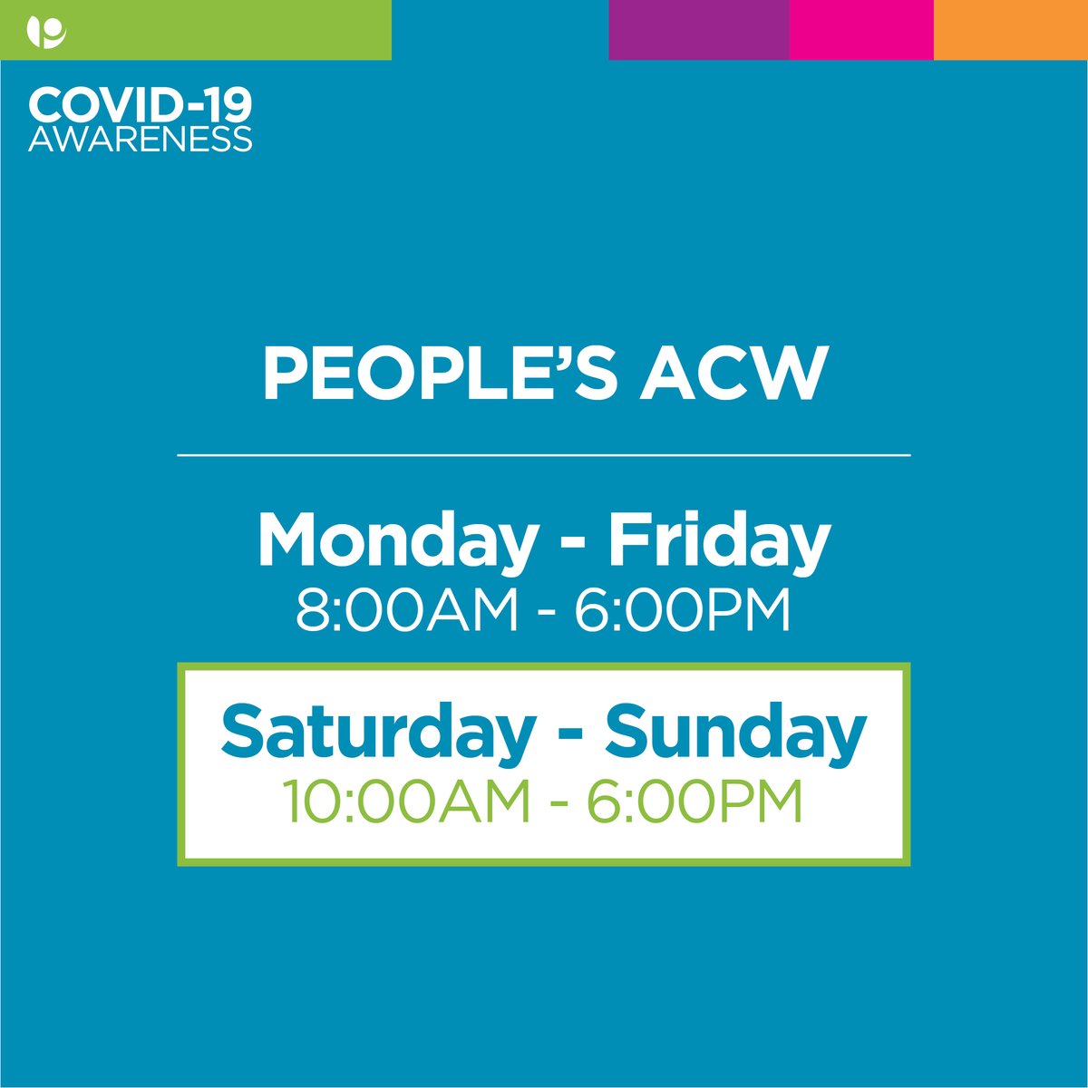 PeoplesBDA's tweet photo. UPDATED temporary hours:

People's Victoria Street: 
Monday - Saturday 8:00AM – 6:00PM
Sunday 10:00AM – 6:00PM 

People's ACW @PeoplesACW 
Monday - Friday 8:00AM – 6:00PM
Saturday - Sunday 10:00AM – 6:00PM https://t.co/yktlarQWrl