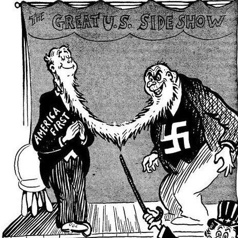 RepBrendanBoyle's tweet image. Since the @HouseGOP is suddenly big defenders of Dr Seuss, they would do well to see one of his most famous cartoons, given their creation of the #americafirstcaucus today.