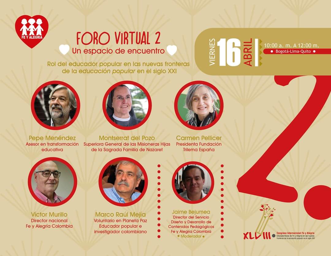 En estos momentos la intervención de <a href="/montsedelpozo/">Montserrat Del Pozo</a> en el Foro Virtual 2: Perfil del Educador. Propuesta desde <a href="/fyaecuador/">Fe y Alegría Ecuador</a>