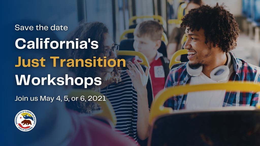 CA's #JustTransition Roadmap is happening. The Roadmap will initiate our shared work, focusing on locally-driven plans for a more equitable, #carbonneutral economy.
Your voice matters, please take our survey and join a Roadmap workshop in May: https://t.co/RVzzwIFA7m https://t.co/P6erPZxUAA