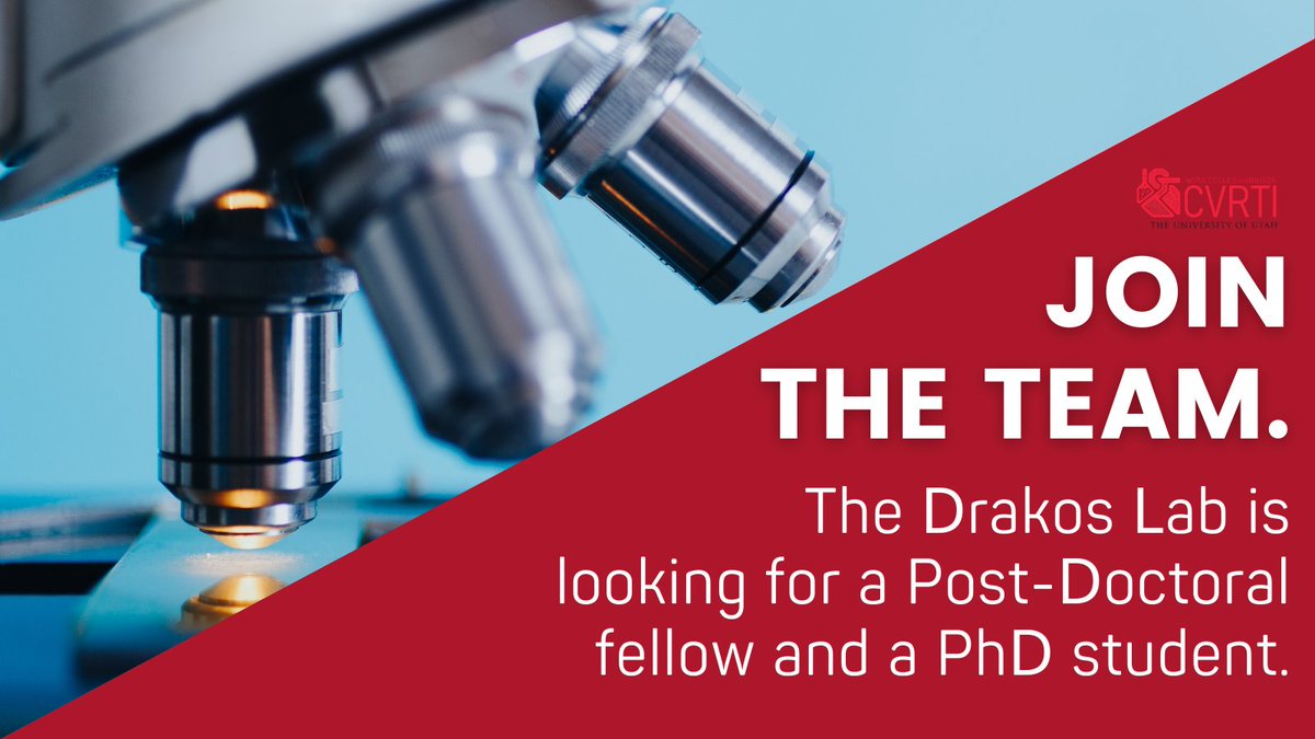 NEH_CVRTI's tweet photo. Be part of the #CVRTI team โค๏ธ
We now have openings for a Post-Doctoral fellow and a PhD student in the Drakos Lab (@StavrosDrakos) at CVRTI.
For details about the #research performed in the Drakos lab please visit: https://t.co/GO5RsybEs8
#hearthealth #cardiovascular https://t.co/E2l0UZgjNY