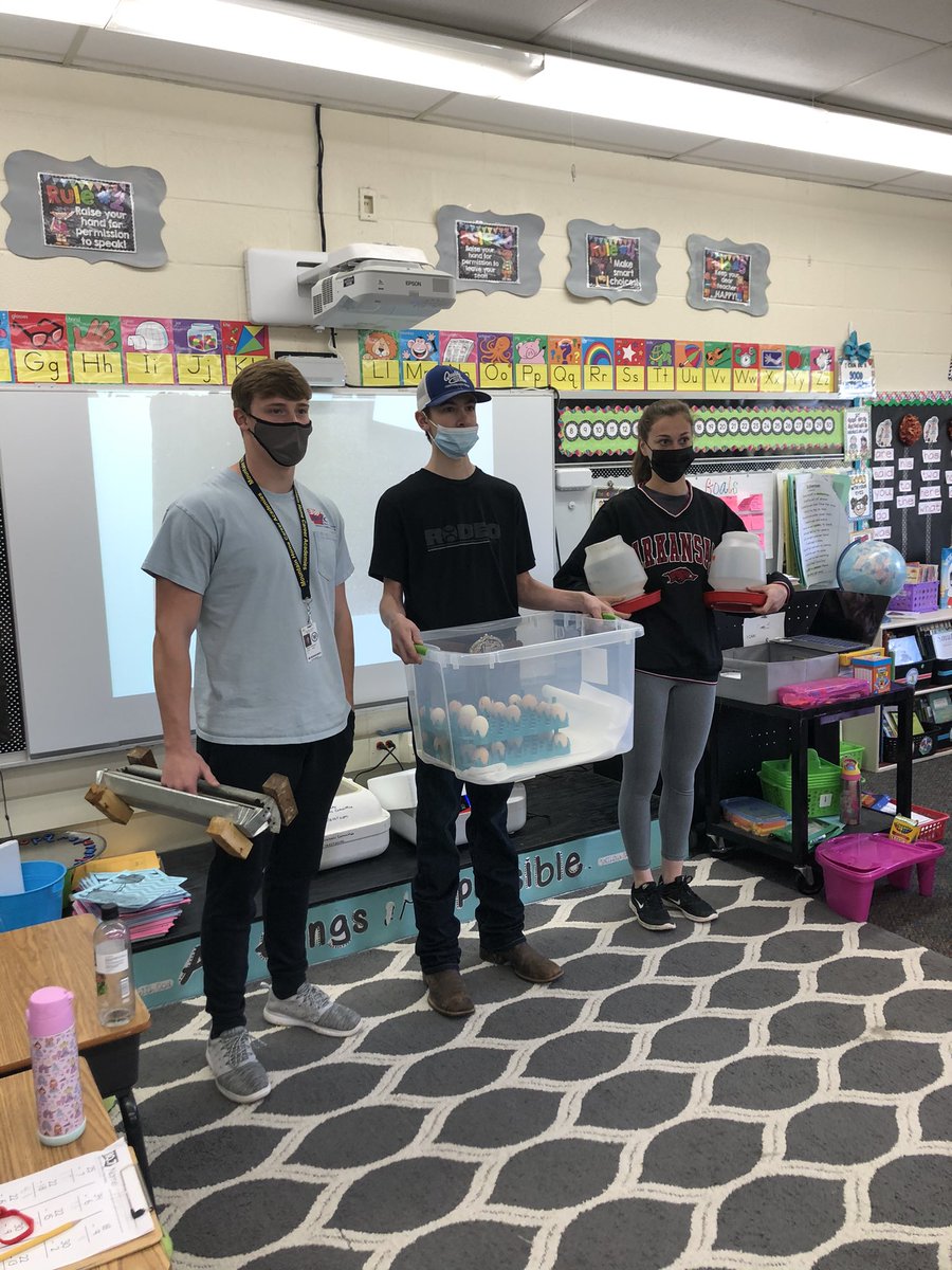 We had a super quick visit from our  <a href="/MHHSCA/">MH Career Academies</a> <a href="/MH_FFA/">Mtn Home FFA</a> Animal Science “Big Bomber Buddies” today as they dropped off eggs for our class &amp; <a href="/tstonesclass1/">Tiffany Stone</a>   Thanks for answering our chicken questions! <a href="/JoshDennisBaker/">Josh Baker</a>