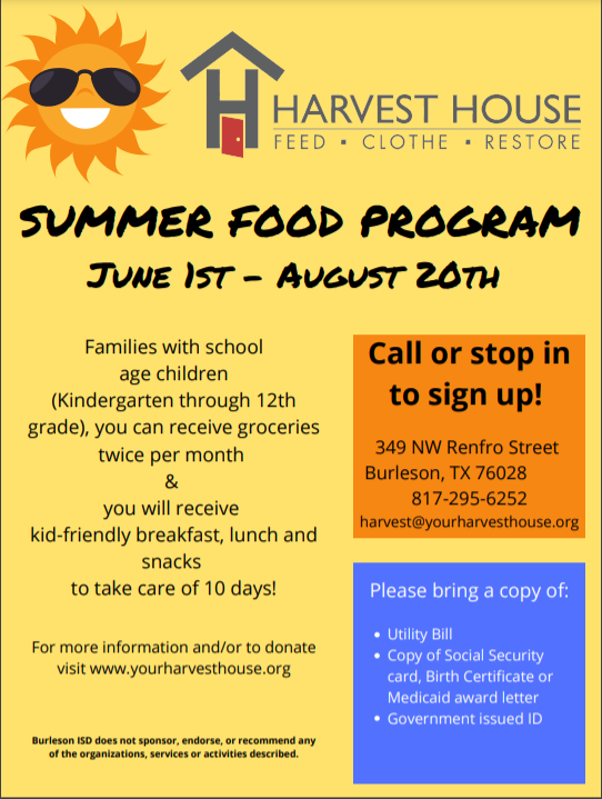 A summer food program is available- details below for where to sign-up. <a href="/MoundMustangs/">Academy of Leadership & Technology @ Mound Elem.</a> <a href="/HarvestHouseBur/">Harvest House Brlsn</a>