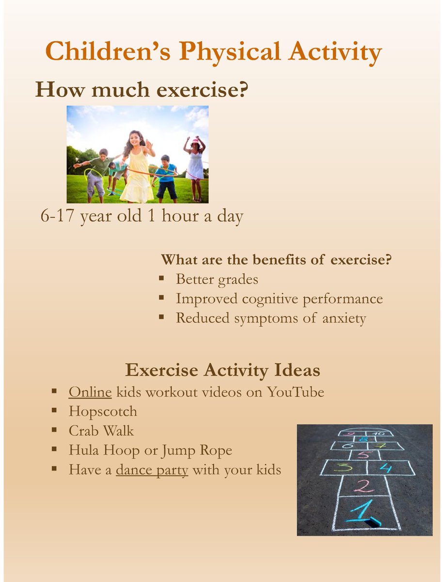 The first week's poster will highlight the importance of exercise for children!