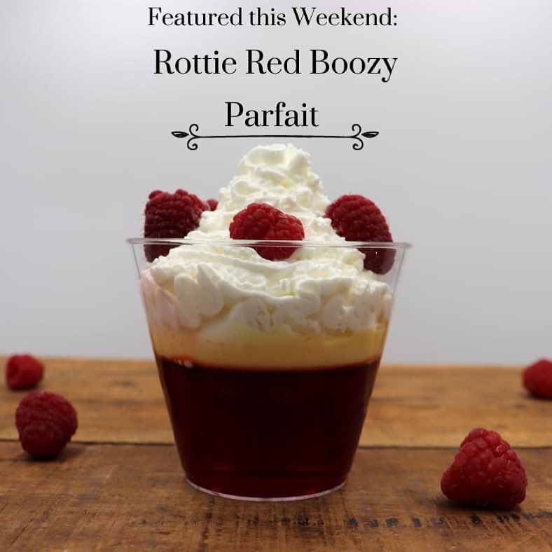 BlueMtWinery's tweet photo. Featured this weekend our Rottie Red Boozy Parfait! 
Our famous Rottie Red Raspberry Wine infused with Vodka into a delicious jello parfait topped with light topping and fresh raspberries, a must have! 
Available for a limited time only https://t.co/FusvvzXnTI
