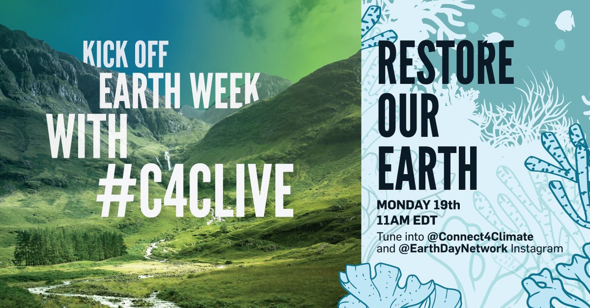 EARTHDAY.ORG (@earthday) on Twitter photo Tune into <a href="/Connect4Climate/">Connect4Climate</a> or our Instagram for #C4CLIVE !!!
Monday April 19th at 11AM ET 🔊 Tune into <a href="/Connect4Climate/">Connect4Climate</a> or our Instagram for #C4CLIVE !!!
Monday April 19th at 11AM ET 🔊