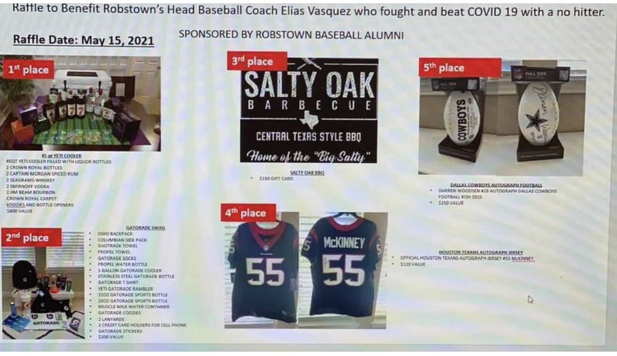 mayormandy's tweet image. Robstown’s Head Baseball Coach Elias Vasquez Benefit Fundraiser!