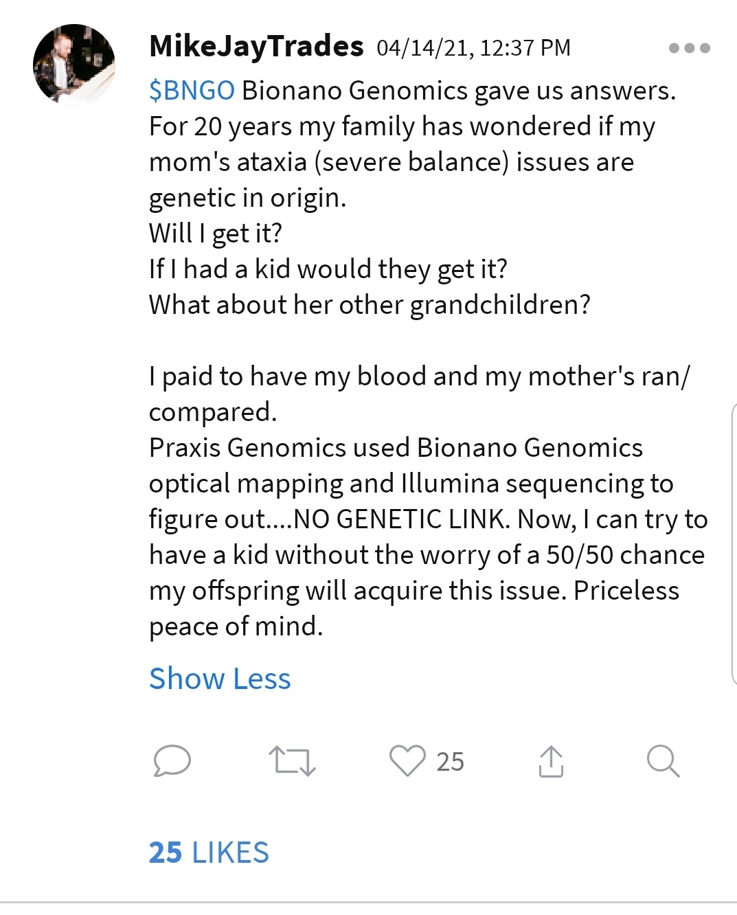 Messengerofmoistville Bngo So Happy For My Friend Mikejaytrades He And His Mother Had Their Blood Tested By Praxis With Great Results Praxis Is A Clia Lab That Uses