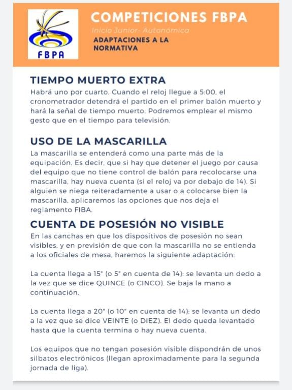 COMPETICIONES FBPA // ADAPTACIONES A LA NORMATIVA // El inicio de las competiciones autonómicas federadas lleva aparejada la adaptación de determinadas normas de juego a la actual situación sanitaria. Recomendamos su atenta lectura de cara al inicio de su aplicación esta jornada.