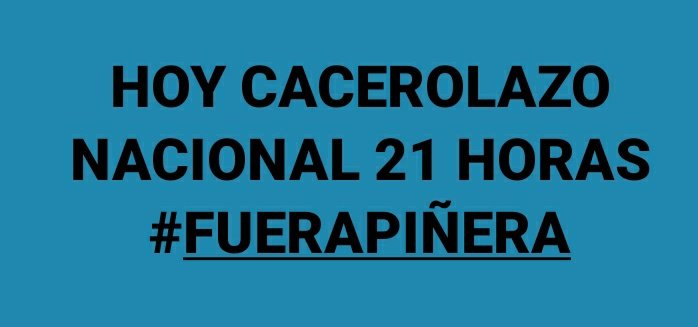 alejoaquinagago's tweet photo. ATENCIÓN.- Hay alerta de #Cacerolazo 21:00h en contra #GobiernoCriminalyCorrupto #VariantePiñera y todos sus palos blancos corruptos #VarianteLavin
#NoMásCorruptos
#NoMásAbusos
#FueraPiñera
#ElPeorGobiernoDeLaHistoria
#ElPeorPresidenteDeLaHistoria
Y ahi vaya a @EvadiendoCL https://t.co/c8IyGFHnmd