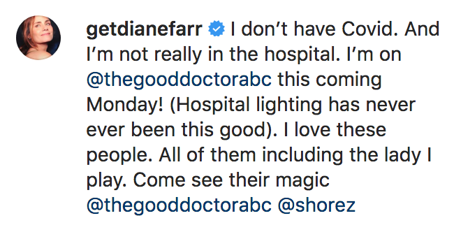 crashdowncom's tweet photo. Diane Farr is guest starring on ABC's @GoodDoctorABC. Tune in on Monday!
Visit her Instagram page: https://t.co/1RMqjRhSw5
#DianeFarr #TheGoodDoctor #TheGoodDoctorABC #Roswell #AmyDeLuca https://t.co/YWQC0DYENK