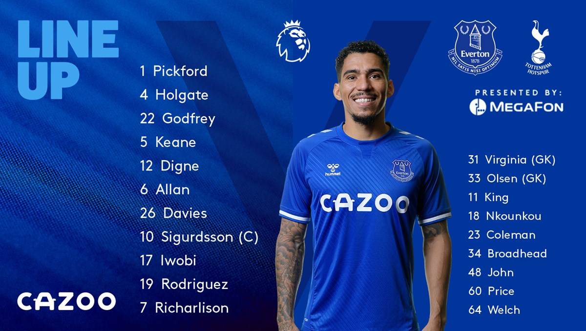 🔵 𝐓𝐄𝐀𝐌 𝐍𝐄𝐖𝐒! 🔵

Your Everton team to face Spurs...

#EVETOT