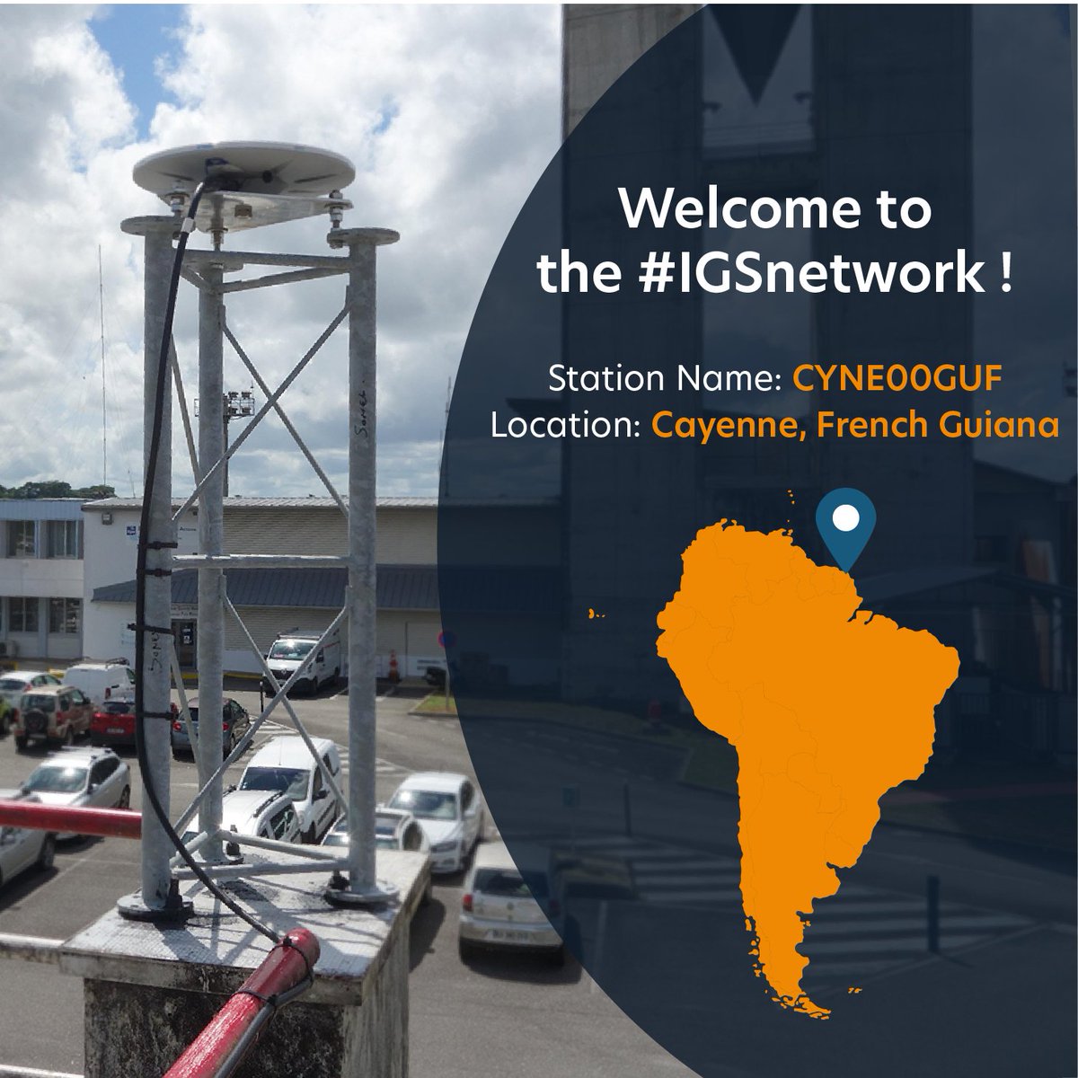IGSorg's tweet photo. Welcome #CYNE in Cayenne, French Guiana, to the #IGSnetwork! We appreciate @IGNFrance for providing the data. For more info on CYNE and other stations, visit https://t.co/E8wE4fE88O #GNSS #geodesy #EarthObservations #SouthAmerica https://t.co/5nD548HO19