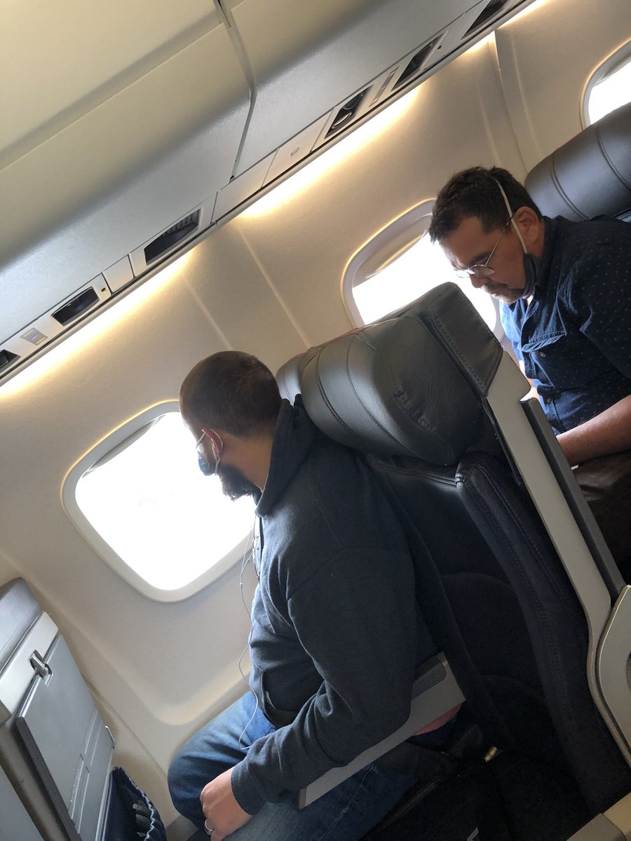 Traceland's tweet photo. @AmericanAir flight #3649 keeping  Covid alive since 2019.  Oh, yes I said something. If I didn’t like jail the dude would receive two chops to the neck. #AmericanAirlines https://t.co/PJ9xVcUS0q