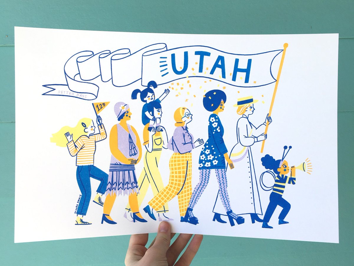 BetterDays2020's tweet photo. ⭐ New riso prints from Brooke Smart! This limited-edition image celebrates Utah's 125th statehood anniversary. 🎊 Order yours here: https://t.co/hP0KHQL4uB
#utahwomen #thrive125 https://t.co/G5qwUuHpqK