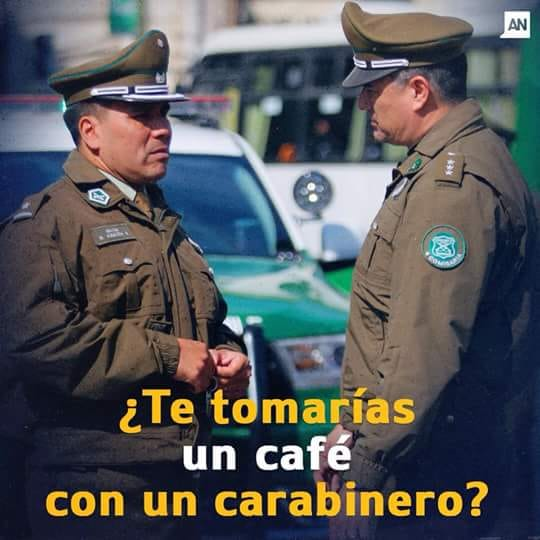 patriota_1972's tweet photo. Te tomarías un café con un Carabinero❓❓❓❓
Yo sí, de todas maneras✅✅
Que levante la mano el Patriota que haría lo mismo🙋🙋‍♂️🙋🙋‍♂️🙋🙋‍♂️🙋🙋‍♂️🙋🙋‍♂️🙋🙋‍♂️🙋🙋‍♂️
Haz RT para saber cuantos más lo harían💪💪🇨🇱🇨🇱 https://t.co/MS85SEU6pr