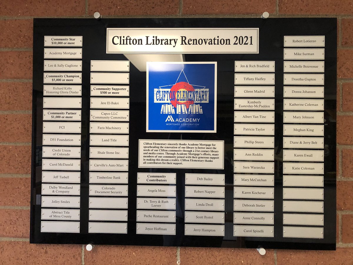 Thanks to our sponsors who made the library renovation possible #reachforthestars