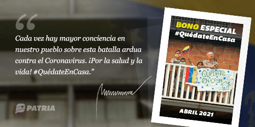 MONEDERO PATRIA: CREDITO por Bs.S 4.000.000,00 por concepto Bono Quédate En Casa a través del Sistema <a href="/CarnetDLaPatria/">Carnet de la patria</a> para los trabajadores del Sector Privado.

 #BarrioAdentro18Años
<a href="/NicolasMaduro/">Nicolás Maduro</a> <a href="/Mippcivzla/">mippci</a> <a href="/ViceVenezuela/">Vicepresidencia Vzla</a>