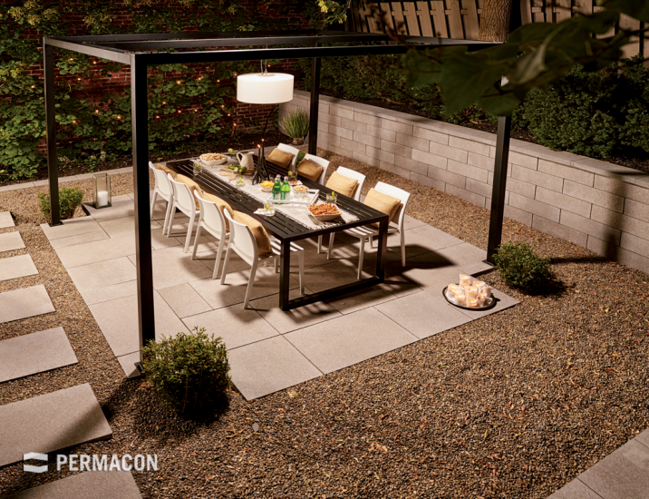The natural beauty of Permacon's City slab shines through, with a buffed texture that offers a glossy finish and elegance. With straight, sharp edges these will give a modern trendy look to your backyard patio.
