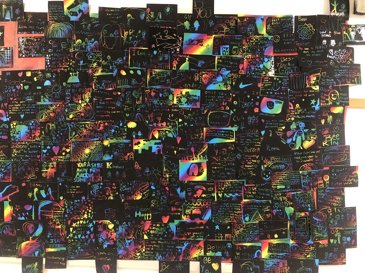 LindsayLCSW's tweet image. KCS SEL postcard wall. The students did a great job!! The students focused on things that make them happy. @Keyport_GUID @KeyportSchools @KCSPrincipal @keyportsports