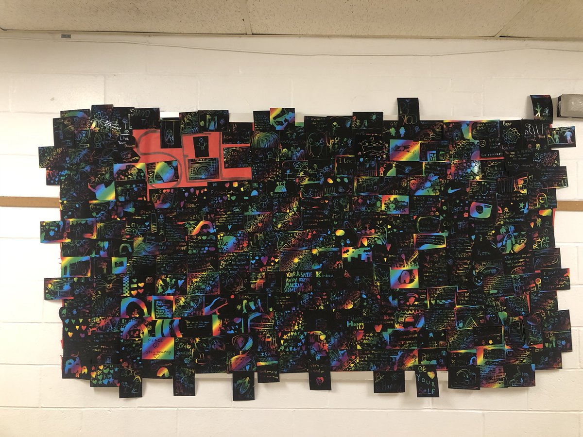 LindsayLCSW's tweet image. KCS SEL postcard wall. The students did a great job!! The students focused on things that make them happy. @Keyport_GUID @KeyportSchools @KCSPrincipal @keyportsports