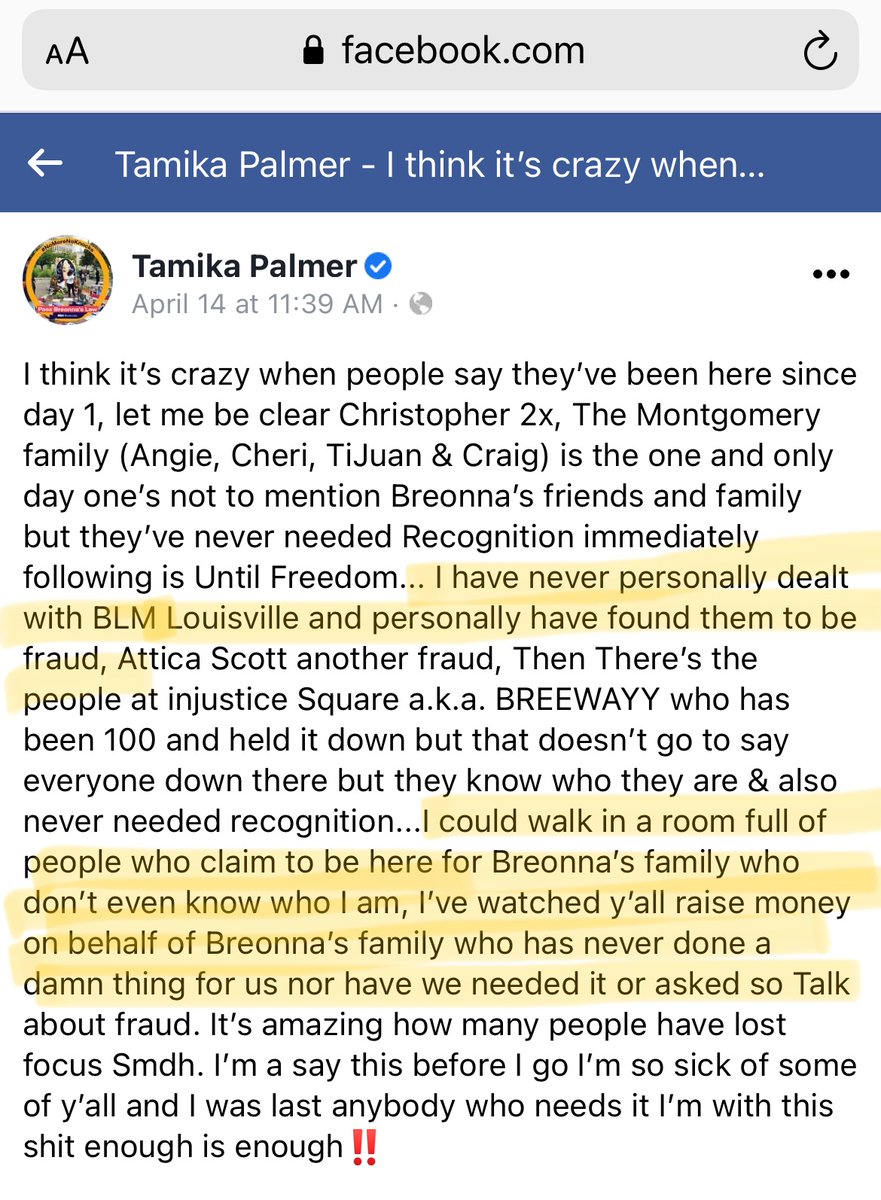 MarinaMedvin's tweet photo. 🚨 Breonna Taylor’s mom calls BLM a fraud, rages against them for claiming they’re helping the family when BLM has done NOTHING for Breonna’s family. https://t.co/0LYcbdZaeu