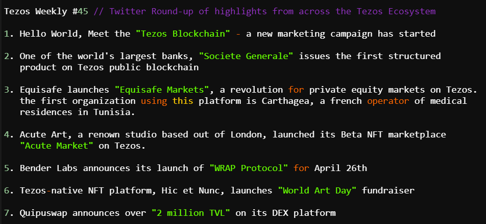 Catch up on some of this week’s highlights across the #Tezos ecosystem in the latest edition of “Tezos Weekly” by @_ajustice8.