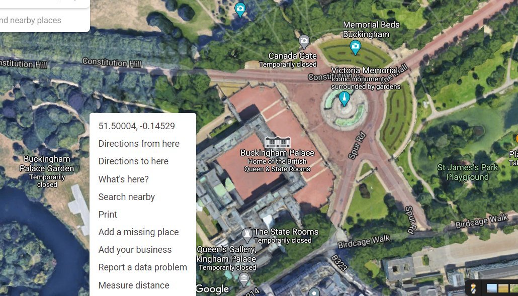 1st thing notice they made the coordinates 51.5 North at Buckingham Palace...