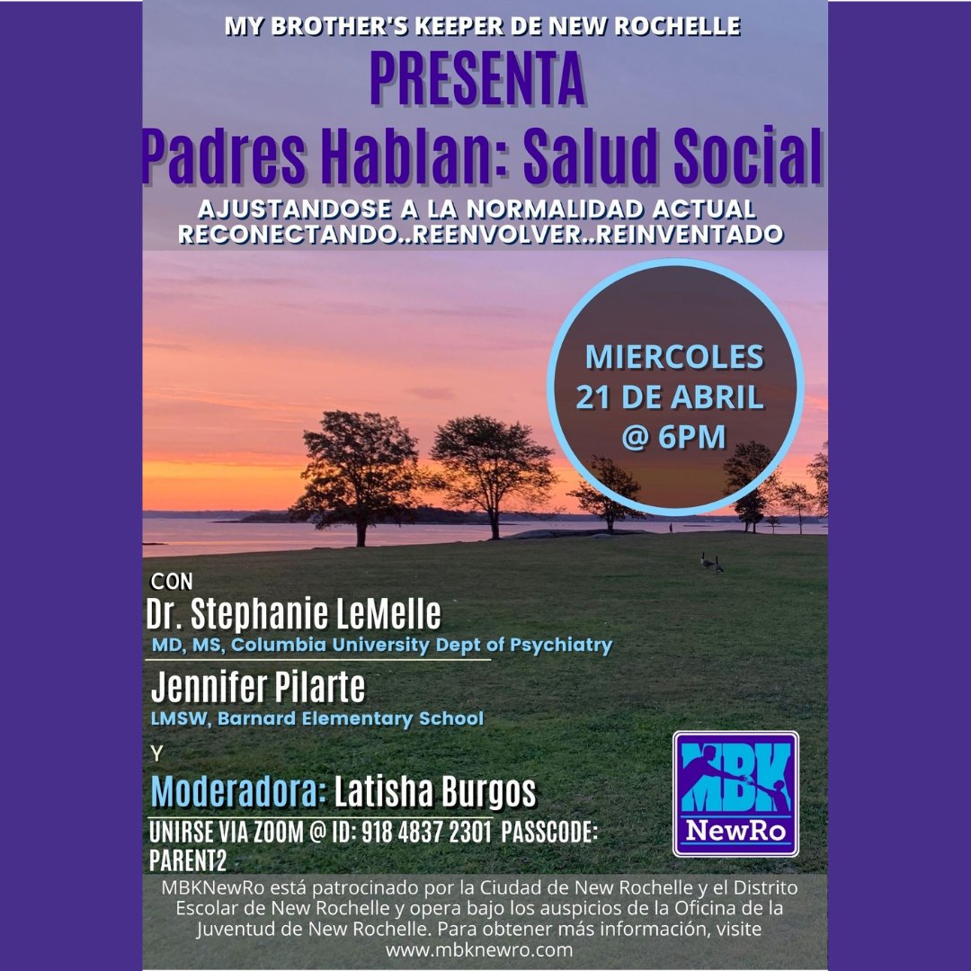 MBKNewRo's tweet photo. Meet the Experts Joining our Second  Parents Talk Session on Social Health On Zoom, 4/21 at 6 pm

MBKNewRo is delighted to have two excellent experts on hand for our second Parents Talk session, scheduled on Zoom for Wednesday, 4/21 at 6 pm. https://t.co/bFXSIaHMpU