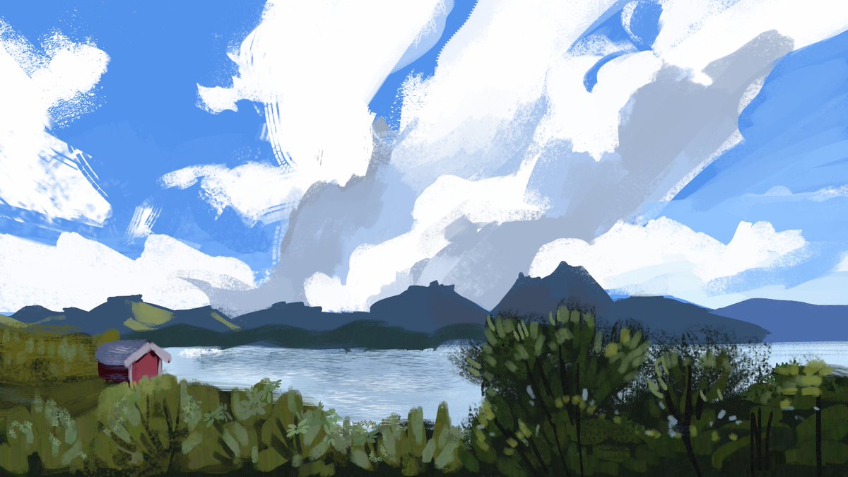 Day 13 to 16 c: another traditional piece and a lot of fluffly clouds #PleinAIrpril