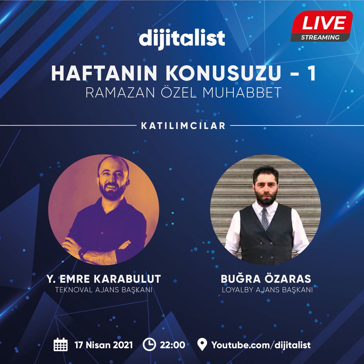 Dijitalist TV'de ilk defa konusuz bir yayın yapacağız. Konuyu sizler belirleyeceksiniz.  Konuklarımız <a href="/karabulutco/">Umut Karabulut</a> ve <a href="/bugraozaras/">Buğra Özaras</a>. 
▶️ Abone Olmak İçin Tıklayın: bit.ly/dijitalisttv