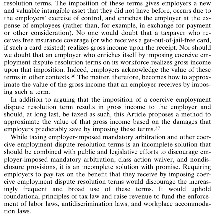 Adam_Zimmerman's tweet photo. A provocative new paper by @ProfRMorrow argues that, to the extent mandatory arbitration agreements enrich employers who impose them, they should be taxed, just like other lucrative intangible assets. https://t.co/IvYh6pts3t https://t.co/O8HDUwtazZ