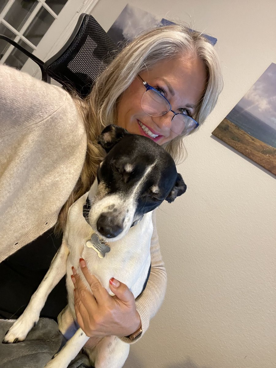 Is your dog crazy like mine? She is scared of storms so thinks she has to sit on my lap during a storm.  I’m always like “Ok sweety- now you have to sit in your bed”. I can’t imagine trying to work like this. #doglover #storms #thunder #scareddog #FridayVibes