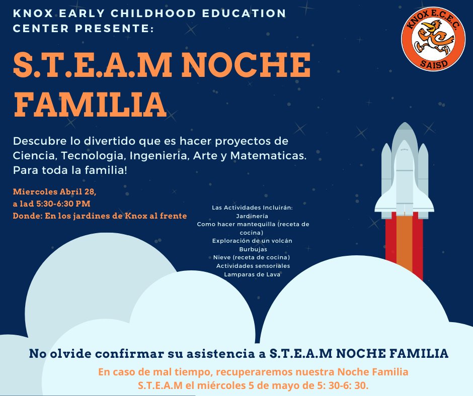 Come join us for a night of family fun and exploration this event is for both in person and remote learners. 
#RemarkablyKnox #STEAMNight