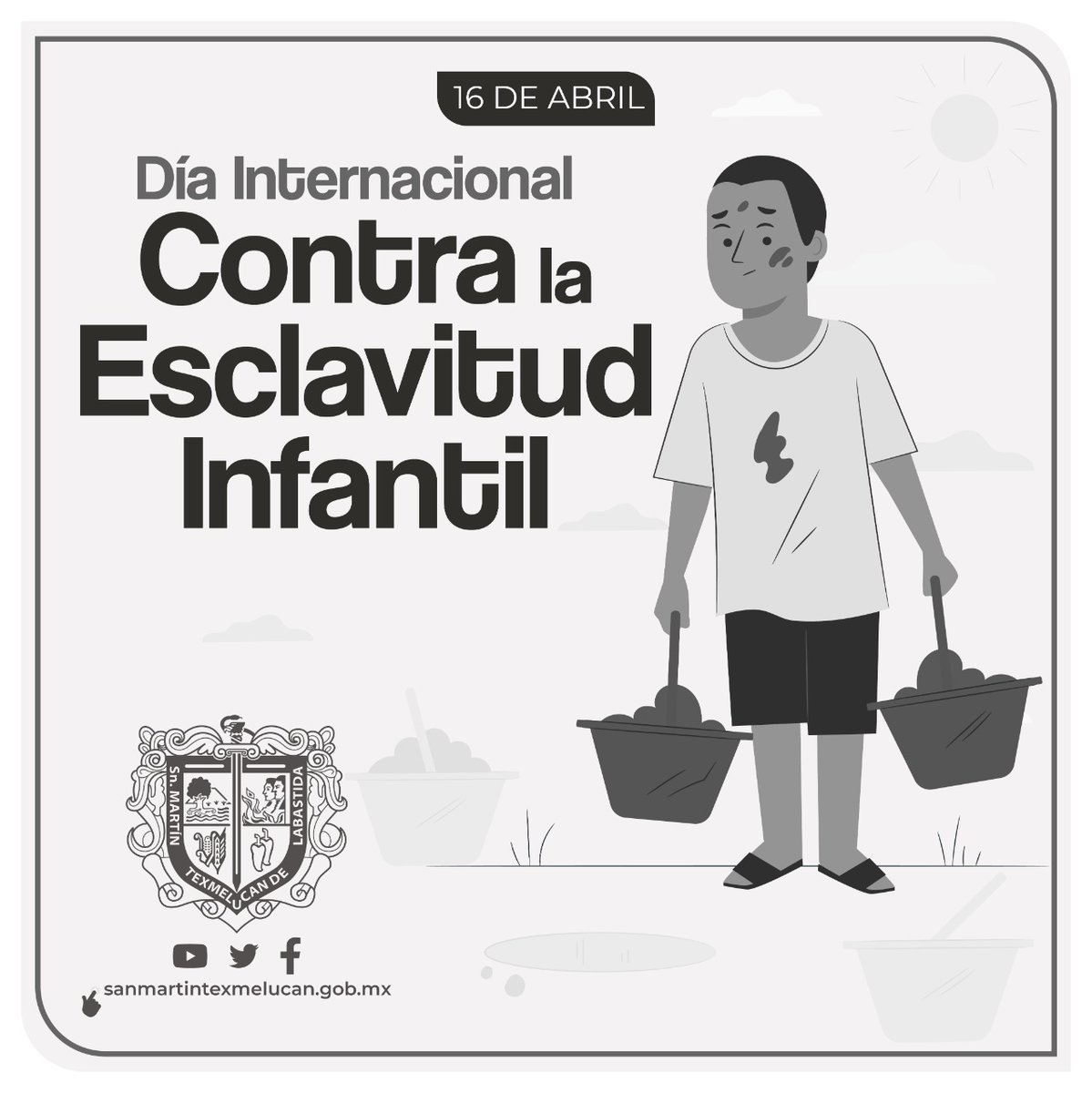 La esclavitud infantil es una práctica que vulnera los derechos de niños y niñas 🧒🏻👧🏻; trabajemos en acciones que les garanticen una infancia feliz. #DiaInternacionalContraLaEsclavitudInfantil