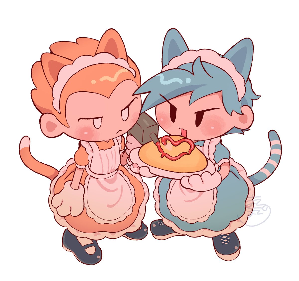 ネコメイドちゃんズ #fridaynightfunkin #FNF #fridaynightfunkinfanart