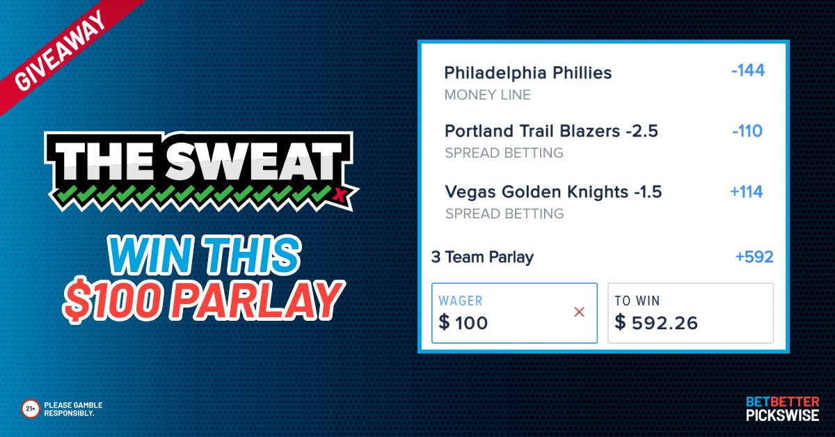 🚨  THE SWEAT $593 PARLAY GIVEAWAY 🚨

We hit yesterday, how about another? If this hits, we will share the winnings with ONE lucky follower🤞

How To Enter ✅
- Follow <a href="/Pickswise/">Pickswise</a>
- Retweet Giveaway

Want an EXTRA entry? 📈
- TAG one friend in the comments!