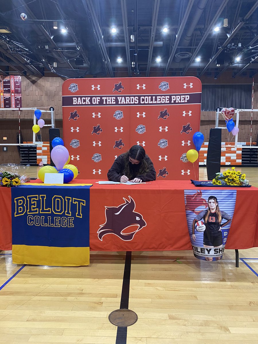 Congrats to <a href="/BoycpGVball/">BOYCP Girls Vball</a> athlete Kiley Shew on signing her letter of intent to continue playing volleyball at <a href="/Beloit_College/">Beloit College</a> next year! She is <a href="/boycphs/">Back of the Yards CP</a> FIRST FEMALE scholarship athlete!