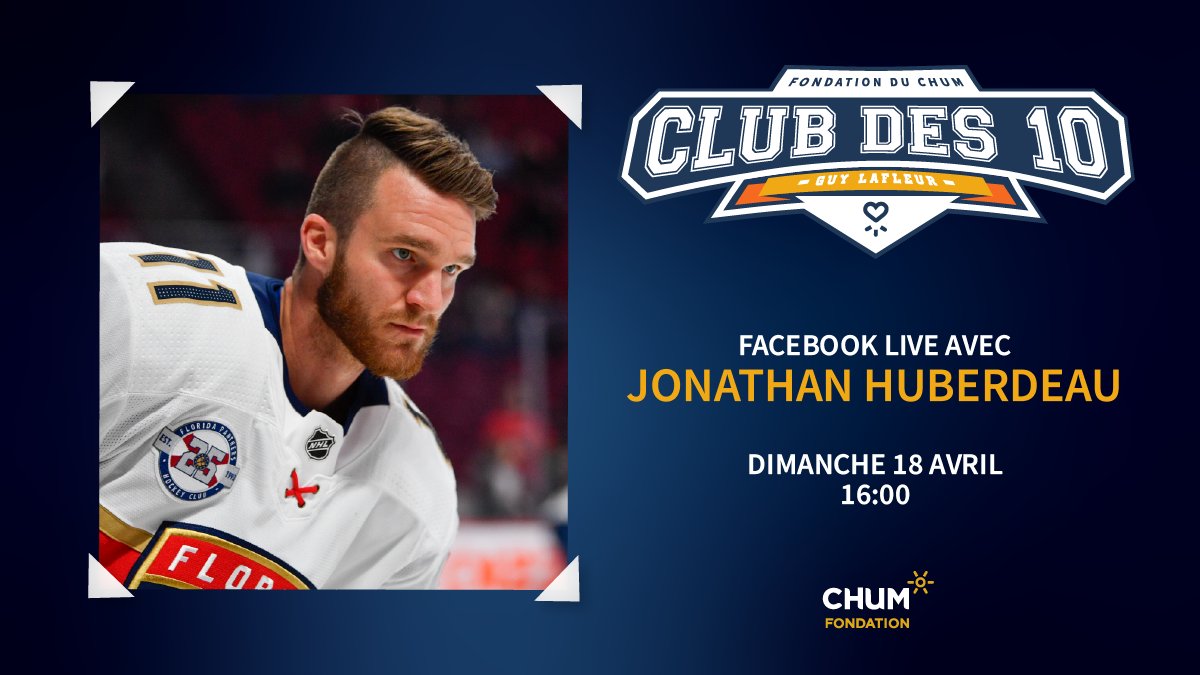 Nous avons le plaisir de vous présenter notre invité pour le sixième Facebook Live, Jonathan Huberdeau, joueur de #hockey avec les Panthers de la Floride. Soyez des nôtres pour lui poser vos questions ! @JonnyHuby11 Pour joindre le Club des 10: bit.ly/3ffV6wX