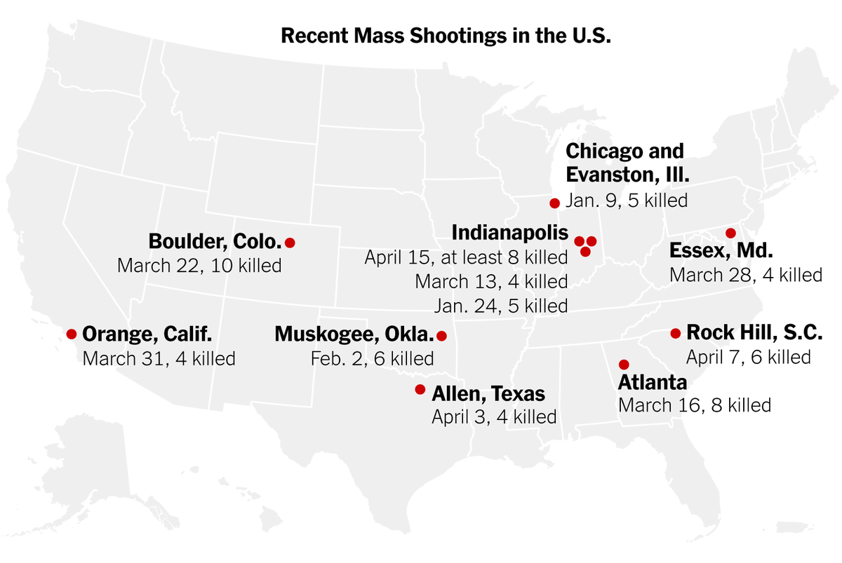 DStone2RC's tweet image. #USMap of Recent #MassShootings 
from The New York Times
#GunViolence