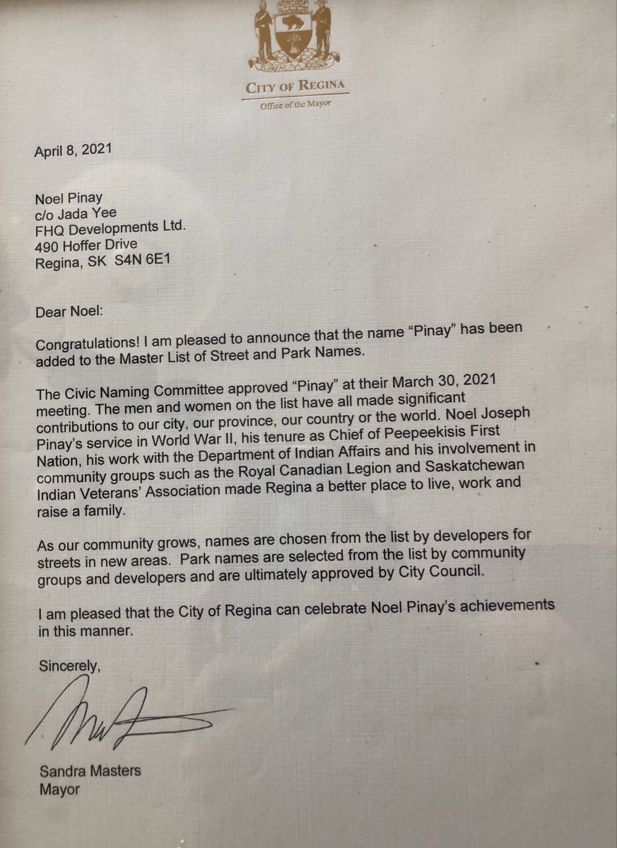 sandypinay's tweet image. Official letter today. A park in the Queen City will be named in my late Dad’s honour. #Pinay #FHQTC #thankyou