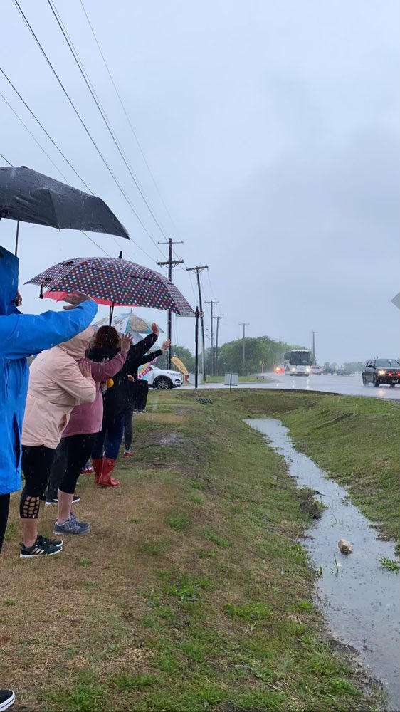 Rain or shine, we cheer for our Hawks! Let’s go, Heath! Win state! ❤️🖤❤️🖤 #LyonLeads