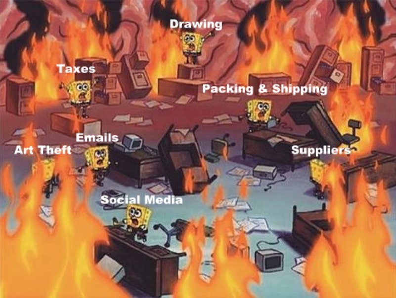 Image of an artist with a small business managing everything themselves