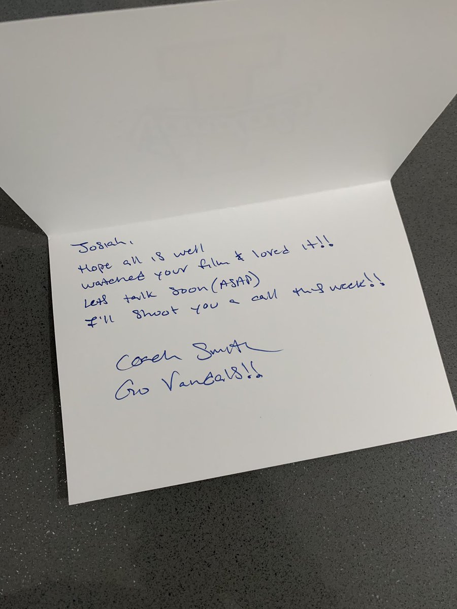 JosiahJ03's tweet photo. Thanks for the handwritten letter Coach Smith @CoachSmithEra Looking forward to talking to you. Go Vandals!! @CjamesSDHS https://t.co/PPhZoSNcrC